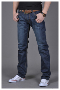 <span class=keywords><strong>Jeans</strong></span> de Mezclilla Rectos para <span class=keywords><strong>Hombre</strong></span>, Corte <span class=keywords><strong>Regular</strong></span>, Lavado Oscuro Tradicional, Cintura Media, Estilo Vintage, Casual para el Día a Día - Product Image 3