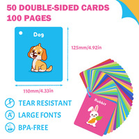Cartes Flash d'Apprentissage Interactives pour Enfants : 50 Feuilles de Cartes en Papier pour l'Apprentissage des Courtes Phrases en Anglais, Cognition Animale Colorée, Q&A, Éducation Précoce