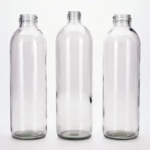 VISTA toptan boş yuvarlak 750ml cam şişe süt/meyve suyu/çay/Soda/içecek cam kapaklı şişe