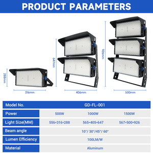 โคมไฟเสาสูง LED สำหรับสนามกีฬาสนามฟุตบอลและพื้นที่กลางแจ้งกันน้ำมาตรฐาน IP65โครงสร้างอะลูมิเนียมกำลังไฟ500W 1000W 1500W - Product Image 2