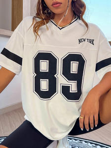 Camiseta gráfica de Nueva York 89 para mujer, camiseta Harajuku para mujer, camiseta transpirable con cuello en V, moda de verano, ropa deportiva holgada sencilla - Product Image 2