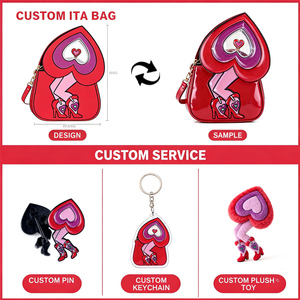 Bolsa Transversal Feminina de Couro Vegano Estilosa com Logo Personalizado, Nova Coleção de Bolsas de Ombro Femininas Estilo <span class=keywords><strong>Anime</strong></span> Ita <span class=keywords><strong>Bag</strong></span> - Product Image 3