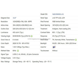 Brand New Original High quality liquid crystal display module TFT supplier <strong>LCD</strong> <strong>panel</strong> NLB150XG01L-01AA-C1 <strong>LCD</strong> display - Product Image 4