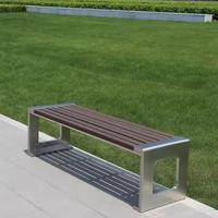 Banc de jardin en bois massif de style traditionnel, écologique, long, en composite plastique et métal, avec accoudoirs