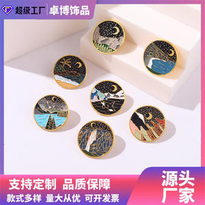 Stile europeo americano retrò Van Gogh pittura a olio serie per <span class=keywords><strong>accessori</strong></span> di abbigliamento in metallo artigianato lega di montagna paesaggio spilla - Product Image 2