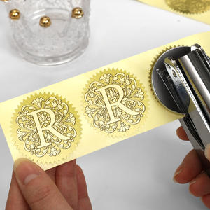 Pegatinas de sello de cera con letras barrocas, monograma dorado R para sobres y libros - Product Image 1
