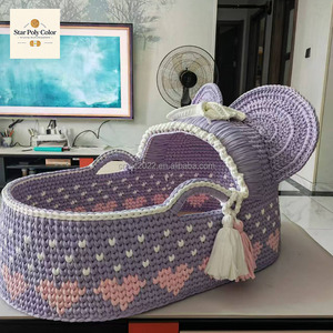 Mejor venta hecho <span class=keywords><strong>a</strong></span> <span class=keywords><strong>mano</strong></span> Crochet recién nacido cuna bebé cambio de pañales cesta estrella Poly Color mejor solución de almacenamiento para recién nacidos - Product Image 3