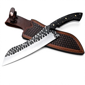 Cuchillo de Caza Forjado a Mano con Hoja de Acero D2, Borde Dentado de 0.5mm de Grosor, Funda de Cuero Personalizada, Mango de Madera Wenge con Punta Caída - Product Image 3