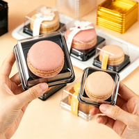 Boîte blister sur mesure, couvercle en plastique carré en forme de dôme, empilable, récipient individuel pour mini gâteau à la mousse, portion individuelle