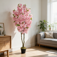 Arbre artificiel de cerisier en fleurs, toucher réaliste, en plastique, en pot, fausse fleur de Sakura, pour Noël, intérieur, salle, centre commercial, hall d'hôtel