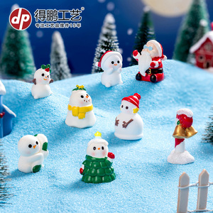 Figurines miniatures de Noël en résine, bonhomme de neige, train de Père Noël, décoration intérieure - Product Image 5