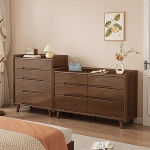 Shulin Furniture Five Drawer Chest Solid Wood <b>Storage</b> <b>Cabinet</b> Walnut Color Bedroom Dresser - Product Image 4