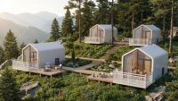 Maisonnette préfabriquée confortable et habitable pour projets hôteliers multi-appartements