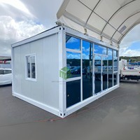 Casa Contenedor Modular con Pared de Cortina de Vidrio, Edificio Prefabricado Móvil para Sala de Exposiciones, para Proyectos Comerciales Temporales