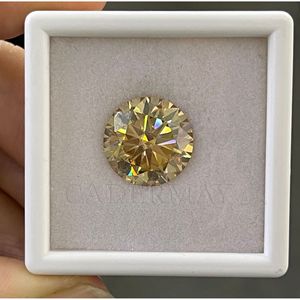 Champagne Gold Round Moissanite Diamonds 1 To 6 Carats For Jewelry Making With Certificates And Girdle Inscriptions - Product Image 4