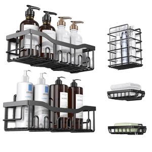 ZJH 5 pezzi resistente alla ruggine in acciaio inox doccia Caddy <span class=keywords><strong>adesivo</strong></span> di grande capacità per il <span class=keywords><strong>bagno</strong></span> organizer senza <span class=keywords><strong>Set</strong></span> di stoccaggio del <span class=keywords><strong>bagno</strong></span> di perforazione - Product Image 1
