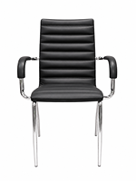 Chaise de conférence moderne en cuir PU avec accoudoirs, structure chromée, pour salle d'étude, salle de formation, salle de réunion, bureau, sièges pour visiteurs