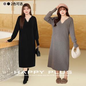 เดรสไหมพรมคอวีสีพื้น แขนยาว ทรงหลวม ไซส์ใหญ่ สีดำ สีเทา สำหรับผู้หญิง เหมาะสำหรับใส่ไปทำงาน - Product Image 4