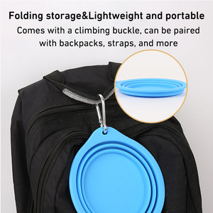 Bol d'alimentation pour animaux de compagnie en silicone portable multifonctionnel, design pliable avec clip, pour chien et chat, facile à transporter et à nettoyer, logo personnalisé - Product Image 4