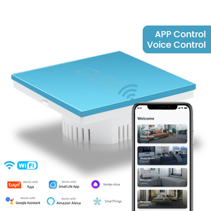 Fábrica nueva UE/Reino Unido Panel de vidrio azul templado Sistema de hogar inteligente Tuya Board Wifi interruptores de luz Control remoto interruptores de Control - Product Image 1