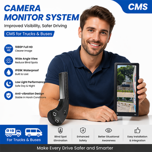 Sistema de Cámara de Visión Trasera <span class=keywords><strong>Viracle</strong></span> VEM-03-2CH de 12.3 Pulgadas y 1080P con Visión Nocturna para Camiones Pesados, Autobuses y Autocares (24V) - Product Image 2