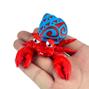 Giocattolo Granchio Ermita di Stampa 3D, Guscio Rosso e Blu, 5 cm, Articolato, Modellino per Bambini - Product Image 4