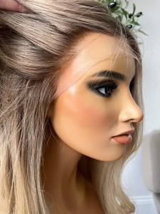 Perruques blondes neutres ombrées, qualité 12A, cheveux vierges Remy, cuticules alignées, nœuds invisibles, dentelle HD complète, petites perruques sans colle - Product Image 2