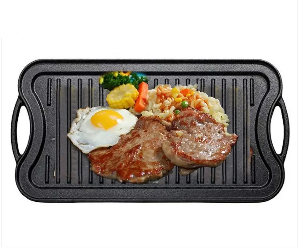 Lfgb BSCI thực phẩm liên hệ với hai mặt không dính rang vỉ nướng nướng PAN cho cắm trại BBQ