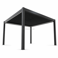 Pergola extérieure à lames orientables en aluminium avec revêtement en poudre, système de toit bioclimatique motorisé et étanche, lames réglables pour patio