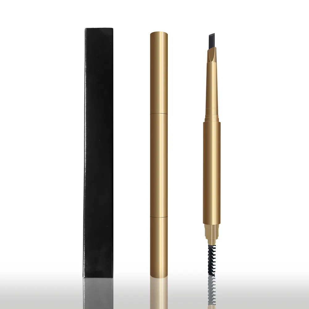 Wholesale Private Label Waterproof Automatic Makeup Eye Brow Golden Triangle Pencil 3D Custom Gold Eyebrow Pencil