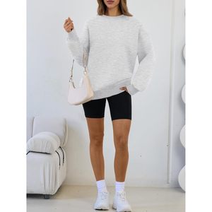 Women's Oversized Crewneck Sweatshirt Drop Shoulder Cotton Blend Knitted Long Sleeve Breathable Regular Length <b>Top</b> Fall <b>Winter</b> - Product Image 6