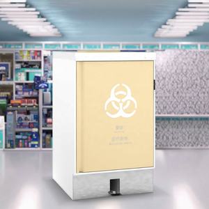 Armadio per la Separazione dei Rifiuti con Pedale in Acciaio Inox Ecologico 820mm per Uso Ospedaliero con Sistema a Doppio Contenitore e Rivestimento Antibatterico - Product Image 4