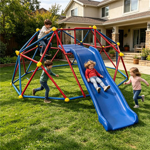 Dôme d'escalade de 2,4 m avec toboggan, structure de jeu en métal résistante aux intempéries pour les enfants, idéal pour le jardin - Product Image 6