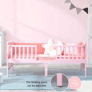 3 in 1 Pinewood Convertible Toddler <b>Bed</b> in White Pink Low to <b>Floor</b> Design Non-Toxic Finish Kids <b>Bed</b> - Product Image 4