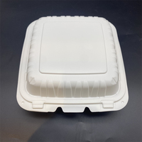 Plastique PP recyclé MFPP blanc 8 pouces 3 compartiments 9 pouces Boîte à clapet Récipient alimentaire