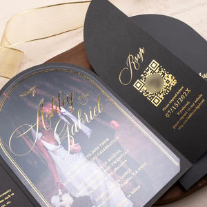 Carte de vœux personnalisée écologique imprimée numériquement, cartes d'invitation de mariage avec enveloppes sur papier couché fait main - Product Image 4