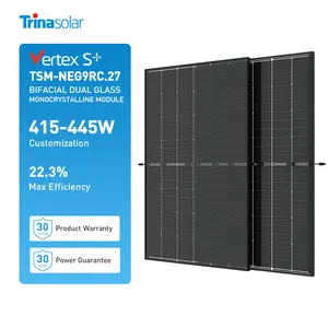 Trina Panneau d'énergie solaire 420W 430W 440W Photovoltaïque Bifacial Double Verre Mono Cristallin Module VertexS TSM-NEG9RC27 415-445Watt
