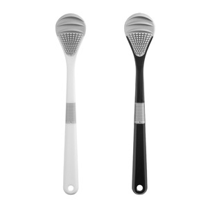 Tongue Cleaner Antibacterial Soft <b>Rubber</b> Reusable White And Black Plastic Tongue Scraper For Oral Hygiene - Product Image 4
