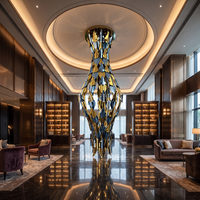 Lustres et suspensions personnalisés LAVIUS Art Déco avec feuilles de verre LED pour hall, villa, escalier et projets de plafonds hauts