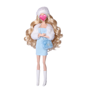 Vente en gros de vêtements pour poupées 30 cm – Ensemble complet manteau, robe, chapeau, sac et bottes pour le commerce transfrontalier - Product Image 4