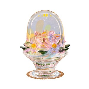 Panier à fleurs en cristal Darz, forme irrégulière, verre, style Hollywood Glamour, salon, cadeau d'anniversaire, emballage individuel - Product Image 5