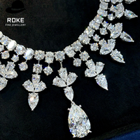 Collier de luxe pour femme avec motif floral, diamant de 10,5 carats de forme poire cultivé en laboratoire, or blanc 9K-18K