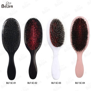 Manico nero personalizzato in plastica ovale Paddle Massage cuoio capelluto pettine in Nylon setola districante spazzola per Extension per capelli - Product Image 6