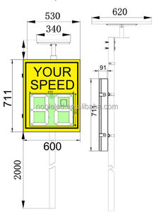 لافتة رادار سرعة تعمل بالطاقة الشمسية بـ<span class=keywords><strong>2</strong></span> رقم و<span class=keywords><strong>2</strong></span> لون مع حماية من الماء IP54 ومعتمدة من CE بمدى رؤية 300 متر - Product Image 3