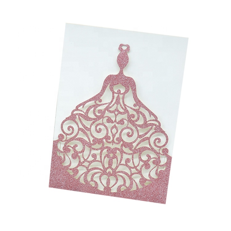 white christmas dresses Light Pink Blush Quinceanera Dress Laser Cut Invitations – Invitations by  Luis Sanchez main image 1