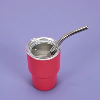 Populaire Mini tasse Double paroi isolée 304 2oz 3 oz verre à liqueur café tasses de voyage gobelets en métal avec couvercle et paille