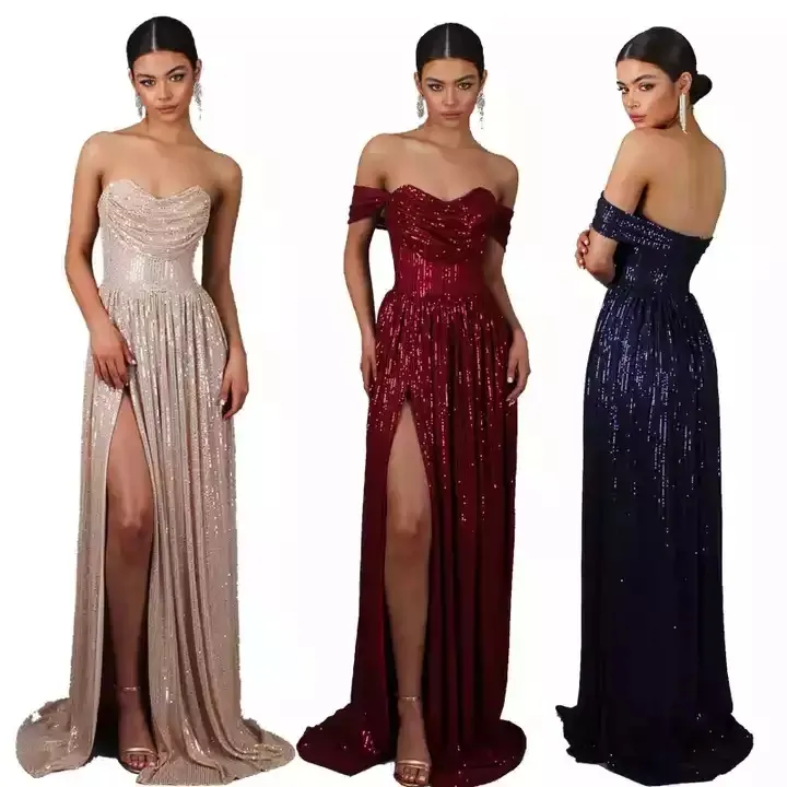 Fashion Women's Dress Opening Ceremony Clothing Mermaid Style Sequin Prom Party Dress Evening Dress Women