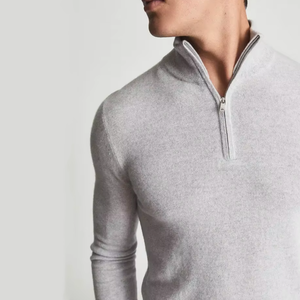 Áo len nam cao cấp chất liệu len cashmere dê 100% pha len, dệt kim dày, kiểu dáng nửa khóa kéo, size lớn, may đo theo yêu cầu, xuất xứ Mông Cổ - Product Image 5