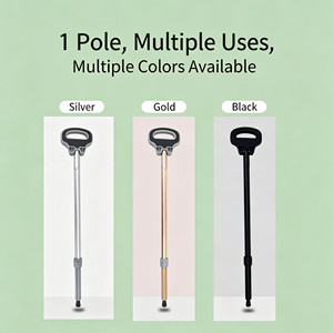Adjustable <b>Walking</b> <b>Stick</b> With Tripod Base Silver Rose Gold Black Colors Lightweight Support For Mobility Assistance - Product Image 2