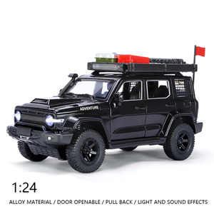 Modellino SUV Fuoristrada in <span class=keywords><strong>Scala</strong></span> <span class=keywords><strong>1</strong></span>:<span class=keywords><strong>24</strong></span> in Lega Pressofusa con Effetti Sonori e Luminosi, Funzione Pull-Back e Porte Apribili, Auto Giocattolo da Regalo - Product Image 2
